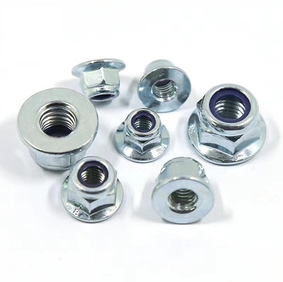 ISO7043 Hex Flange Lock Nut Zinc Plated Steel Nylon Self Locking Flange Nut