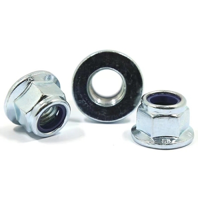 ISO7043 Hex Flange Lock Nut Zinc Plated Steel Nylon Self Locking Flange Nut
